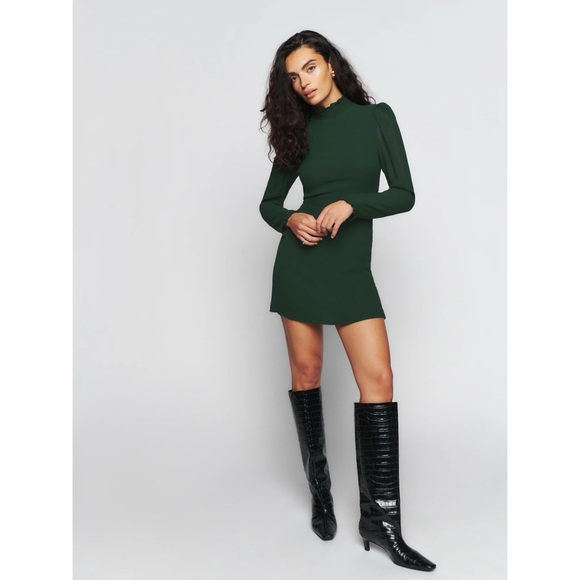 Reformation Lewis Dress in Forest Green - Picture 2 of 12